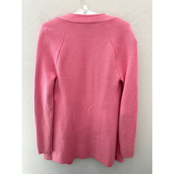 TALBOTS | Merino Wool Open Front Cardigan Pink Pocket Sweater Jacket | Medium - Picture 5 of 7